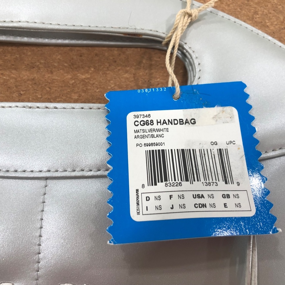 NWT Adidas Originals Carlo Gruber women’s silver purse handbag faux fur trim - Picture 5 of 6